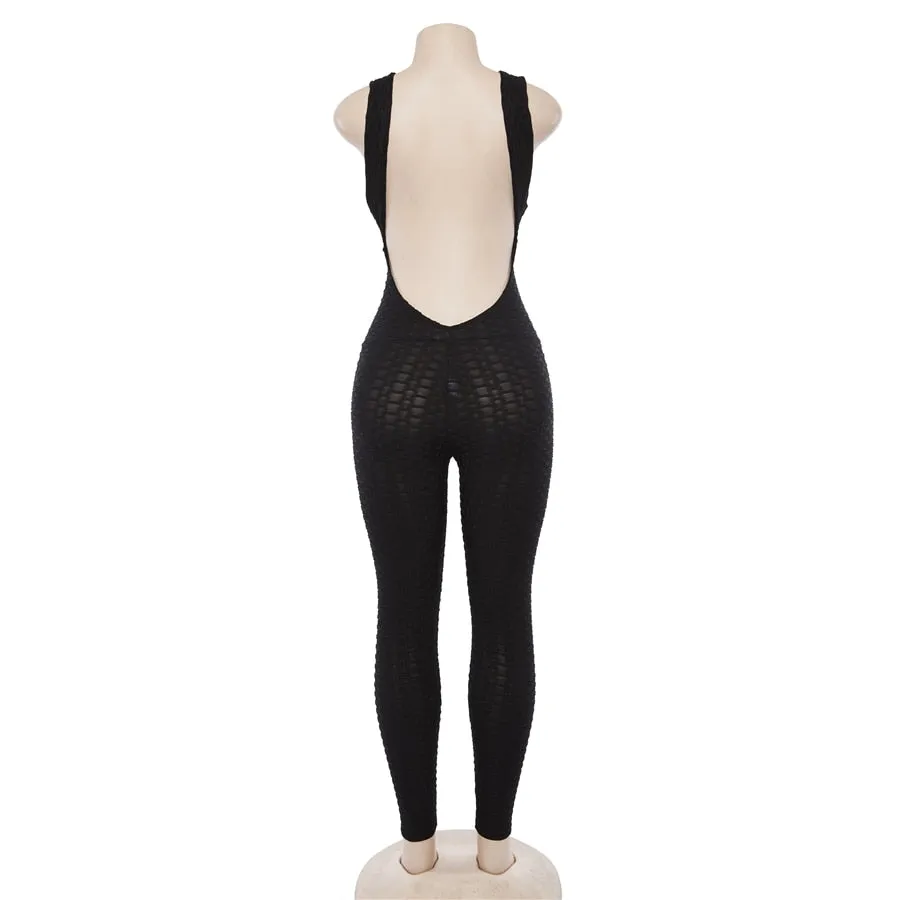 Women's Summer Sleeveless Cross Bandage Backless Sporting Bodysuit