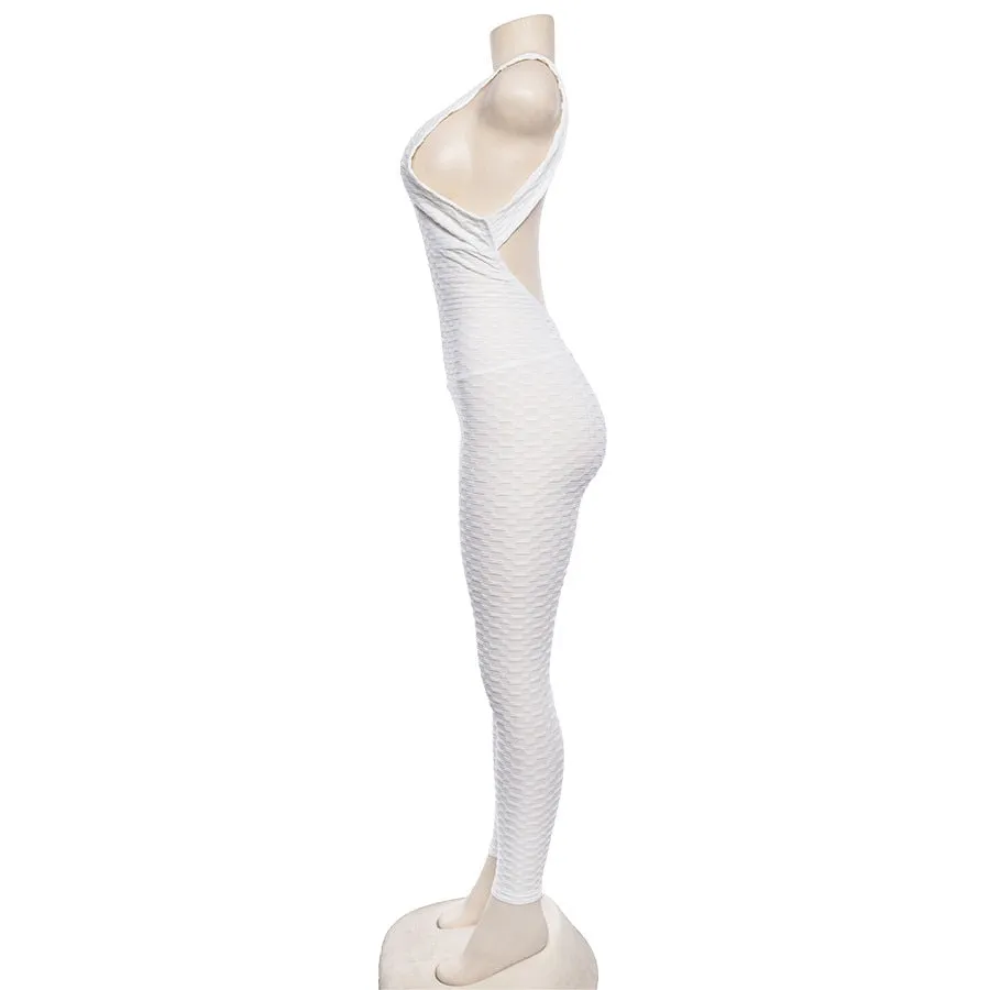 Women's Summer Sleeveless Cross Bandage Backless Sporting Bodysuit