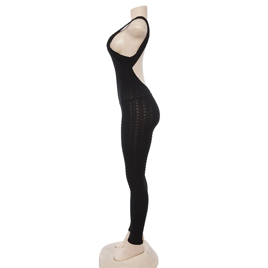 Women's Summer Sleeveless Cross Bandage Backless Sporting Bodysuit