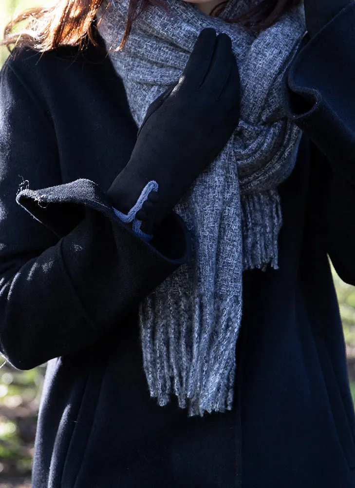 Women's Touchscreen Faux Suede Gloves with Faux Fur Trim