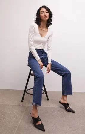Z SUPPLY - SO SMOOTH V-NECK BODYSUIT WHITE