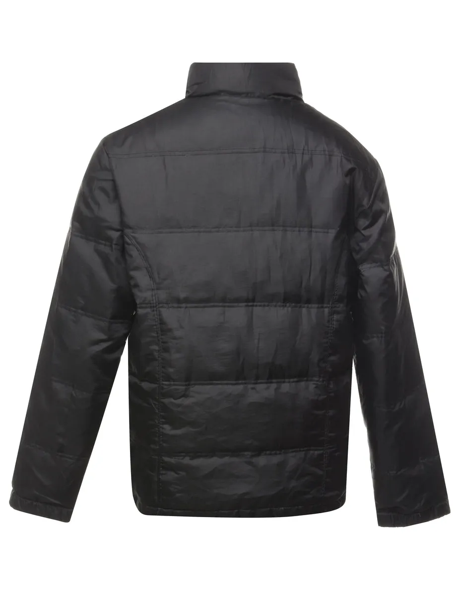 Zip-Front Black Puffer Jacket - L
