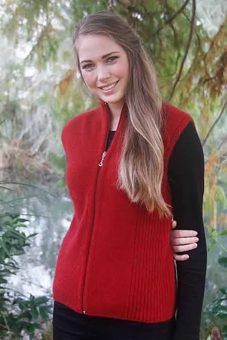 Zip Vest With Rib Detail