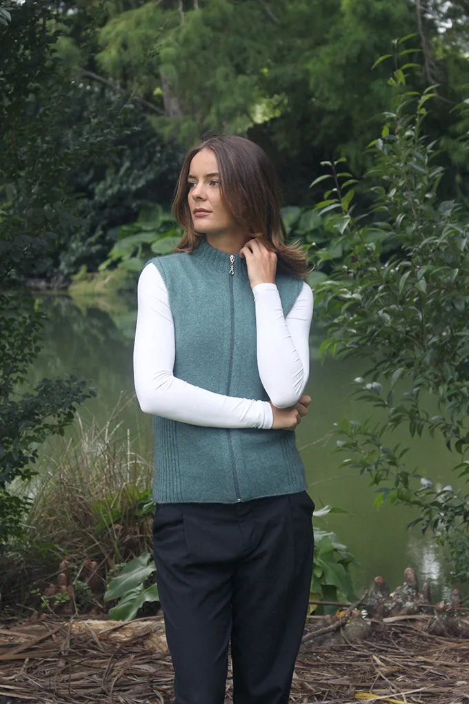 Zip Vest With Rib Detail